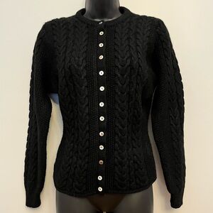 Vintage Talbots Cable Knit 100% Wool Cardigan, Size Small